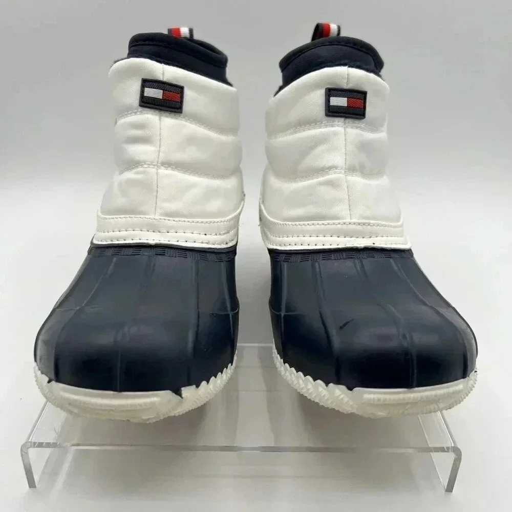 Tommy Hilfiger Womens 8 M Roana Zip Up Duck Booties Blue and white cozy classic - Picture 2 of 14